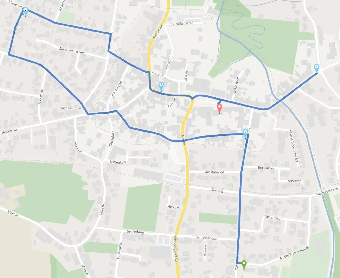 Streckenplan des Karnevalsumzugs
