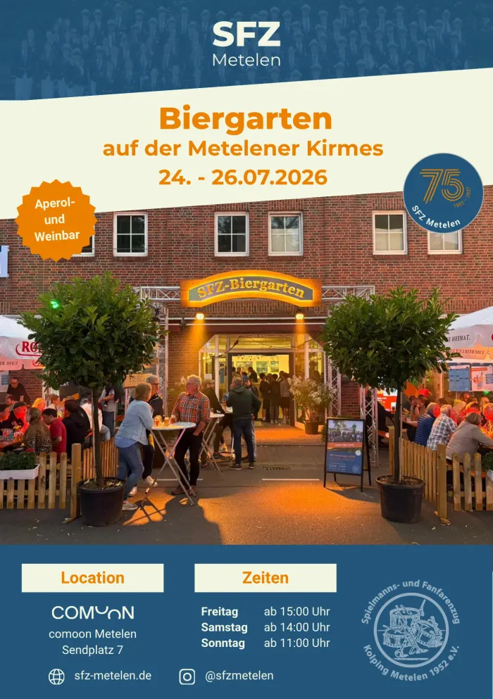 Plakat: SFZ-Biergarten auf der Metelener Kirmes