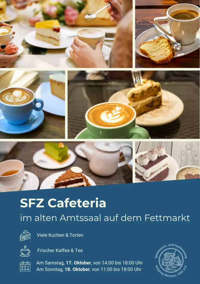 Plakat: SFZ-Cafeteria im alten Amtssaal auf dem Fettmarkt
